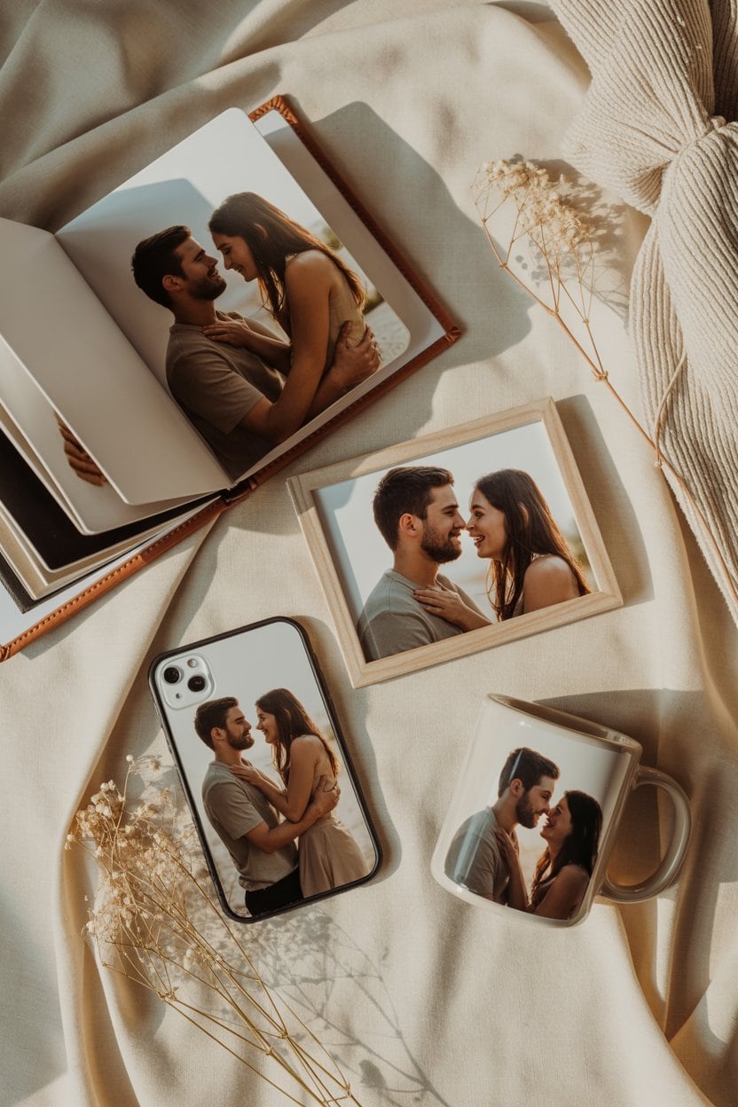 Fotobuch, Handyhülle und Tasse mit Paarfoto als personalisierte Valentinstag Geschenke