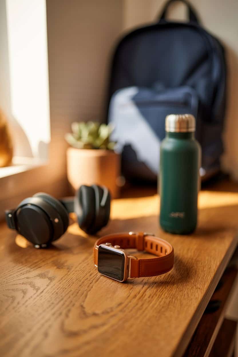 Smartwatch, Kopfhörer und Trinkflasche als moderne Valentinstag Geschenkidee für Männer