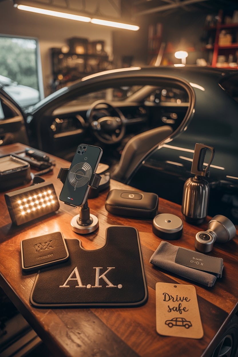 Praktische Auto und Technik Geschenke für Männer auf Werkbank als Valentinstag Geschenkidee